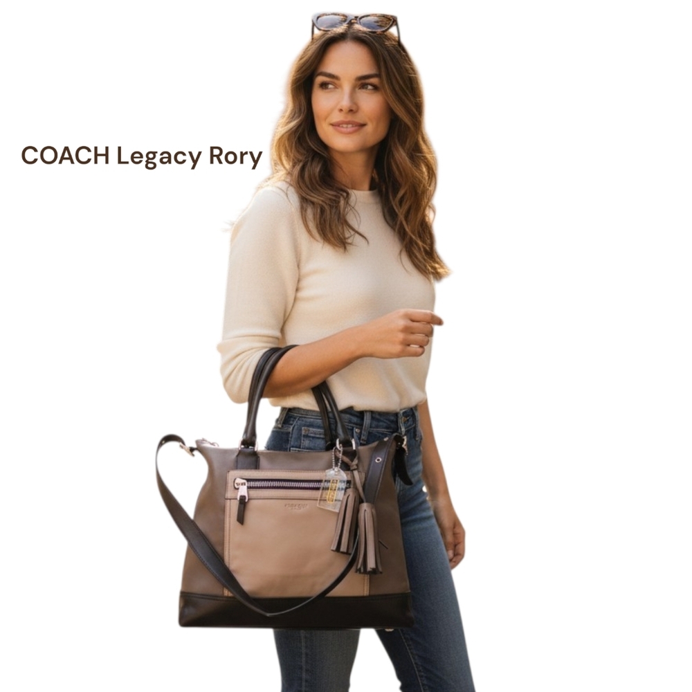 Coach Legacy Rory Colorblock Leather Satchel with Shoulder Strap - Picture 7 of 16